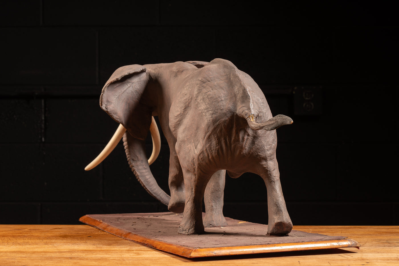 Large Wooden Elephant Figure