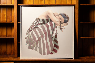 Woman Wrapped In American Flag Oil on Canvas Painting