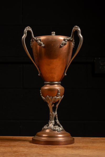 Early 20th Century Art Nouveau Copper and Silvered Pewter Trophy Cup