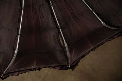 Early 20th Century Frilled Italian Parasol in Plum