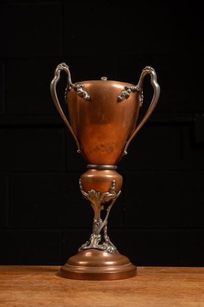 Early 20th Century Art Nouveau Copper and Silvered Pewter Trophy Cup