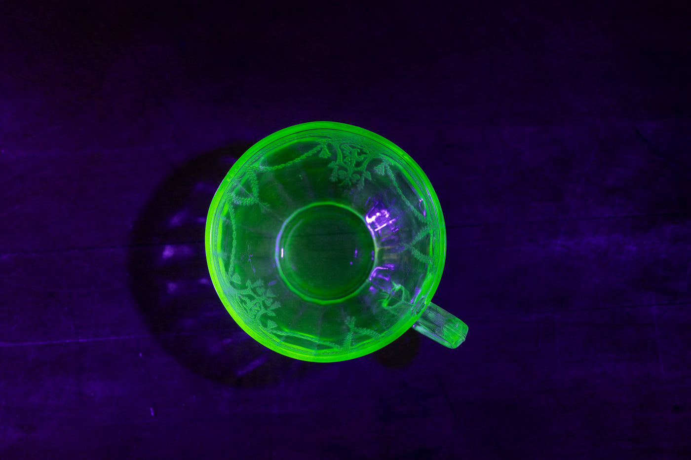 Antique Uranium Glass Saucer Cup