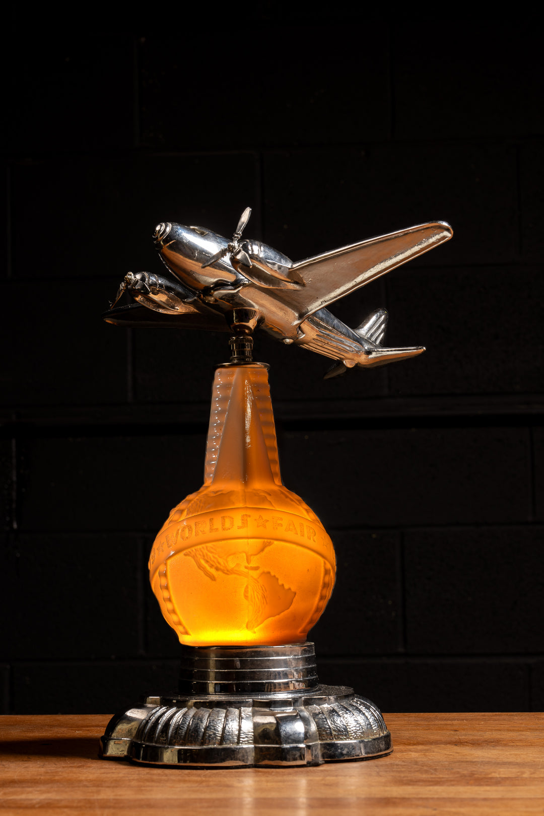 1939 World's Fair DC-3 Lamp with Uranium Glass – Industrial Artifacts