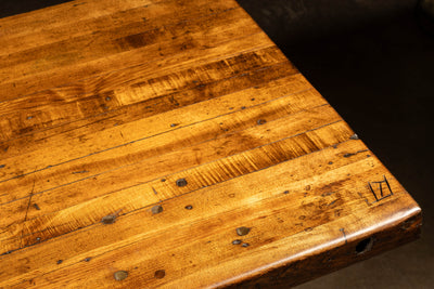 Butcher Block Table With Antique Green Crank Base