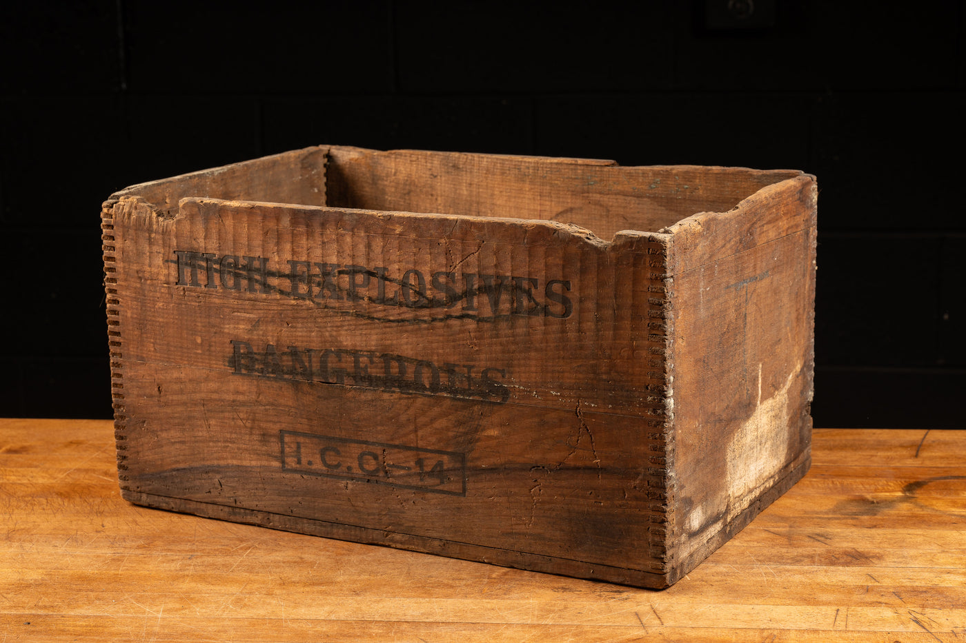 Antique Wooden Explosives Shipping Crate – Industrial Artifacts