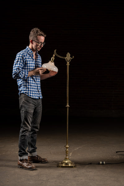 Antique Brass Bridge Arm Floor Lamp