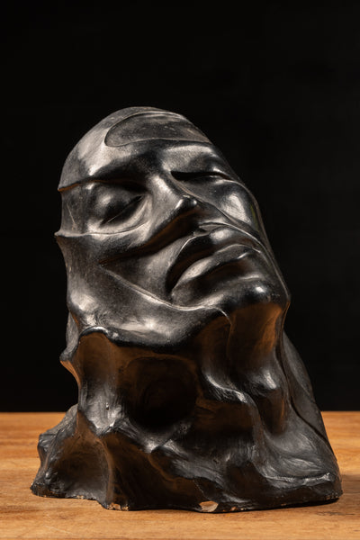 Black Ceramic Face Alcove Art Piece