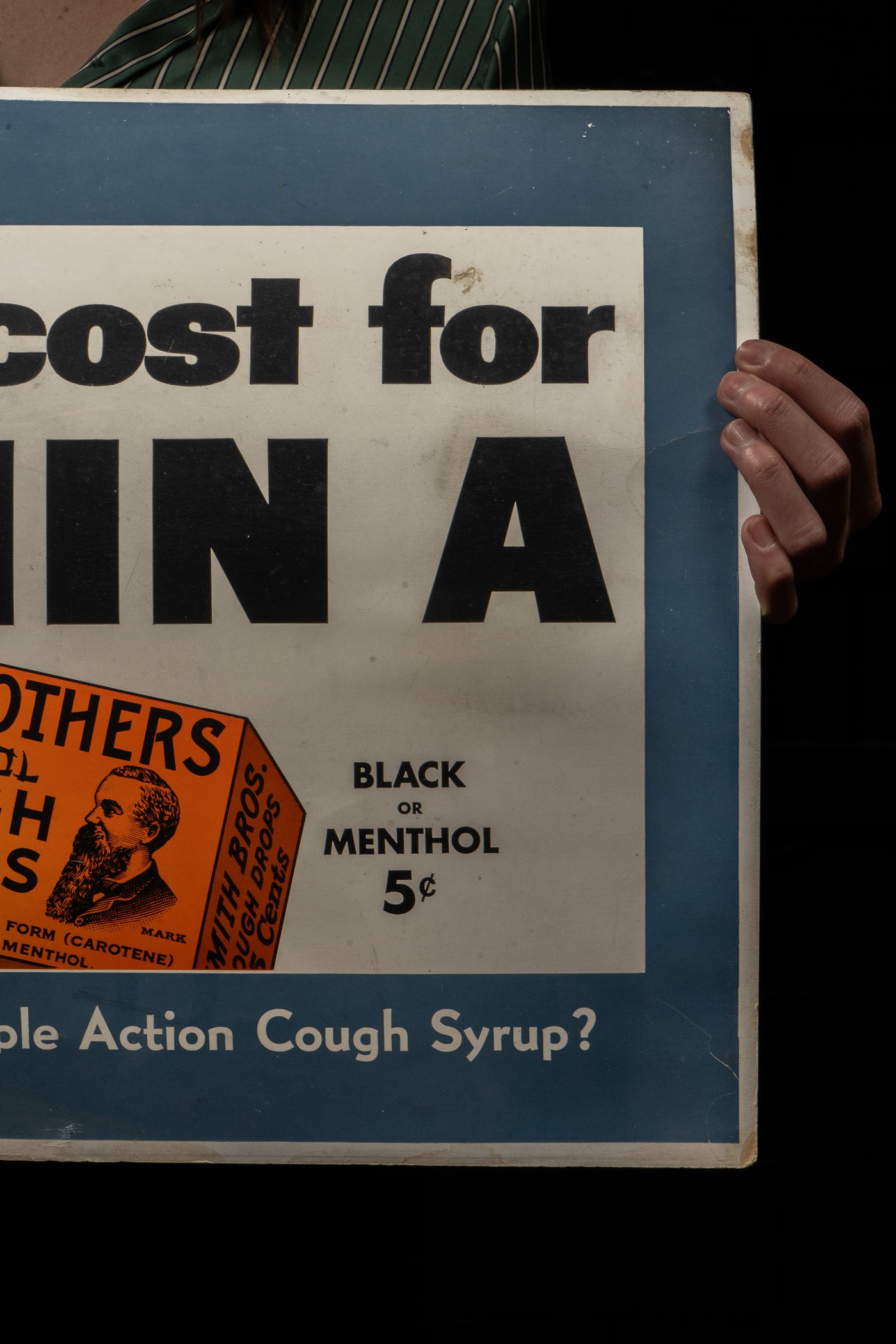 Vintage Cough Drop Cardstock Advertising Sign