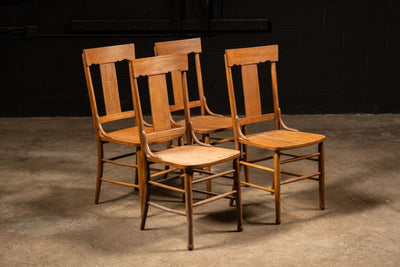 Set of Four Antique Oak Farmhouse Dining Chairs