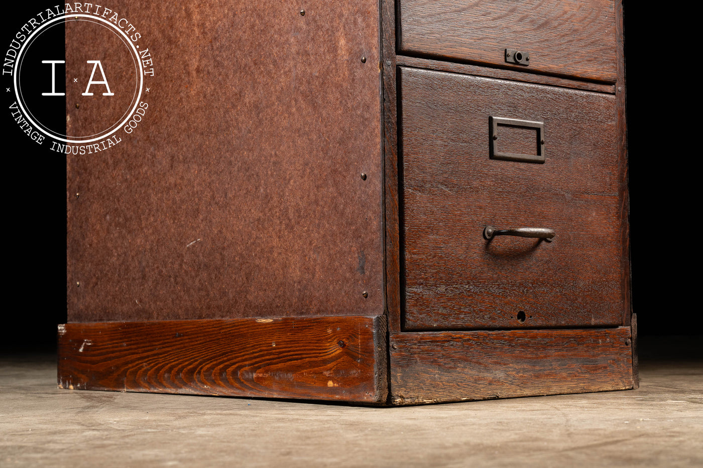 Antique Oak Filing Cabinet with Japanned Hardware