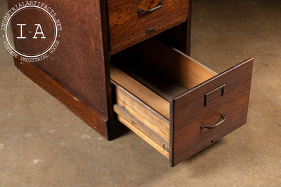 Antique Oak Filing Cabinet with Japanned Hardware