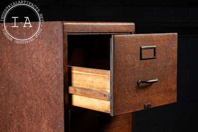 Antique Oak Filing Cabinet with Japanned Hardware