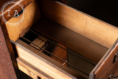 Antique Oak Filing Cabinet with Japanned Hardware