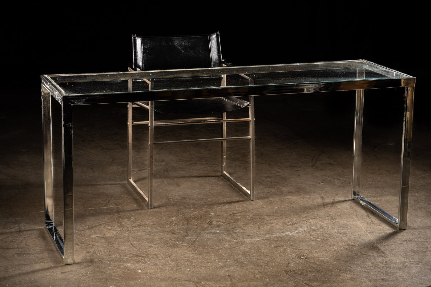 Milo Baughman Style Mid Century Chrome Desk