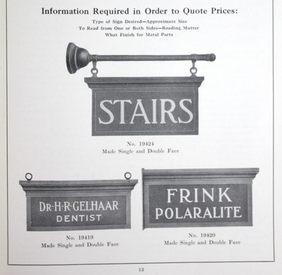 Early 20th Century Frink Polarlite Women's Room Sign