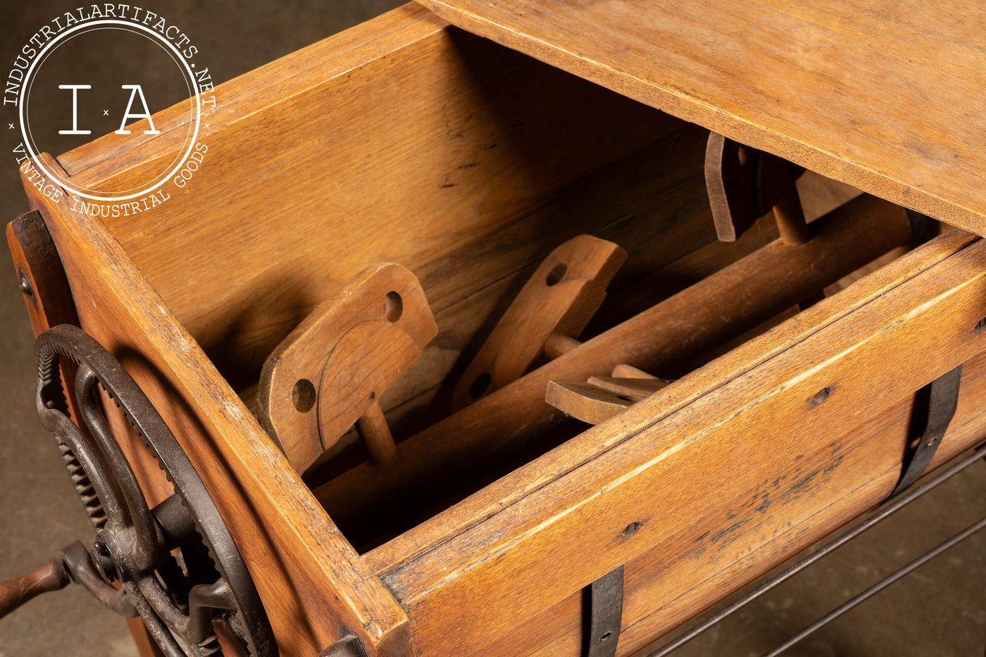 Late 19th Century Self-Standing Wooden Butter Churn