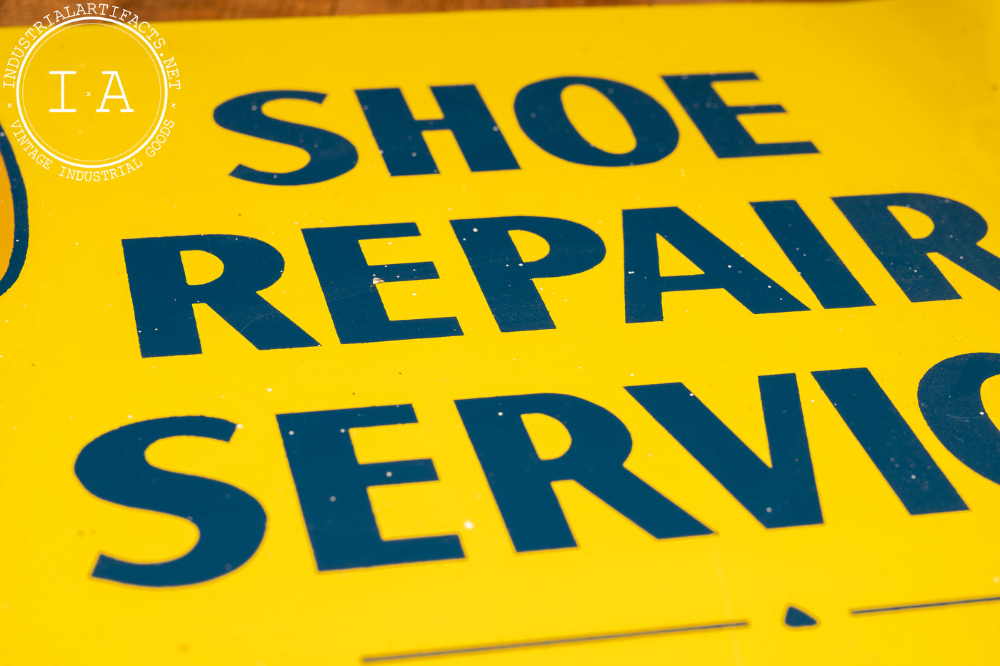Vintage Double-Sided Flanged Porcelain Shoe Repair Sign – Industrial ...