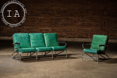 Vintage Vinyl Sofa and Chair Set by Chromcraft/American Fixture
