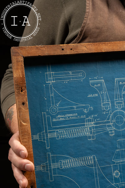 Antique Framed Stowell Co. Machine Blueprint