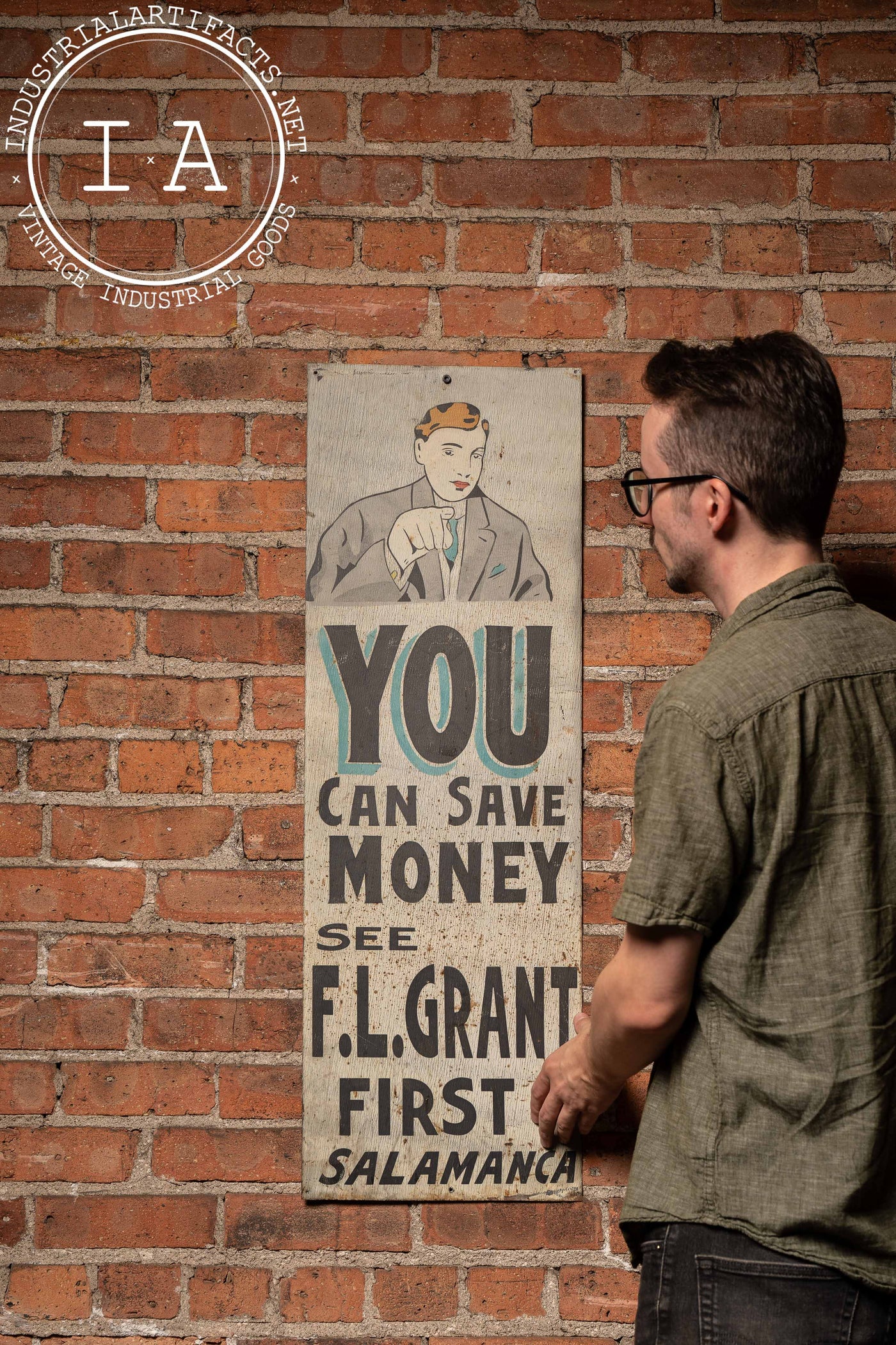 Early 20th Century Hand-Painted "F. L. Grant" Tin Ithaca Sign