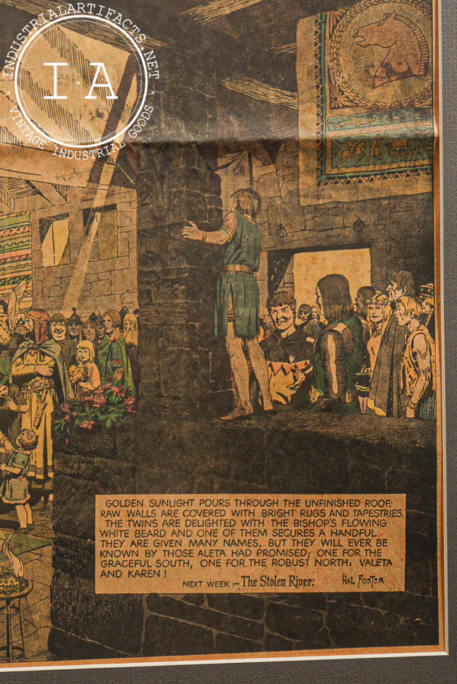 Vintage Framed Prince Valiant Comic Page by Hal Foster