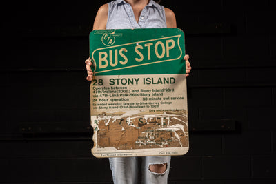1950s Chicago CTA Stony Island Bus Stop Sign