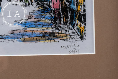 Framed Watercolor Illustration Of Paris, Signed