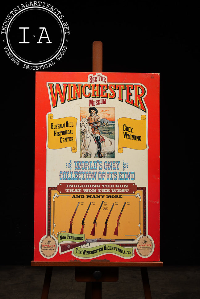 Winchester Museum Tin Lithograph on Cardboard Sign