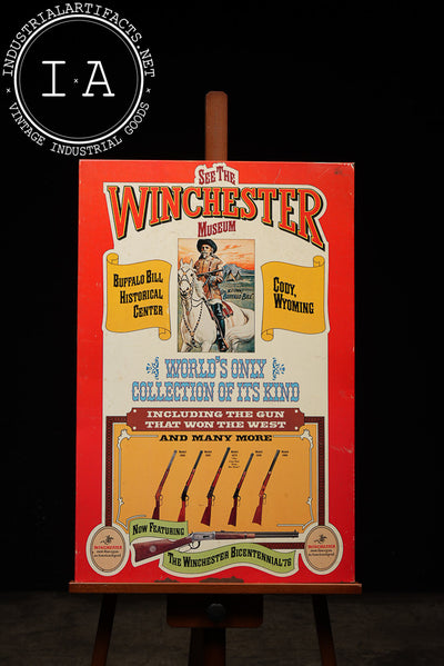 Winchester Museum Tin Lithograph on Cardboard Sign