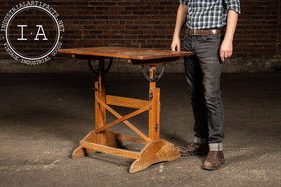 Small Antique Adjustable Wooden Drafting Table