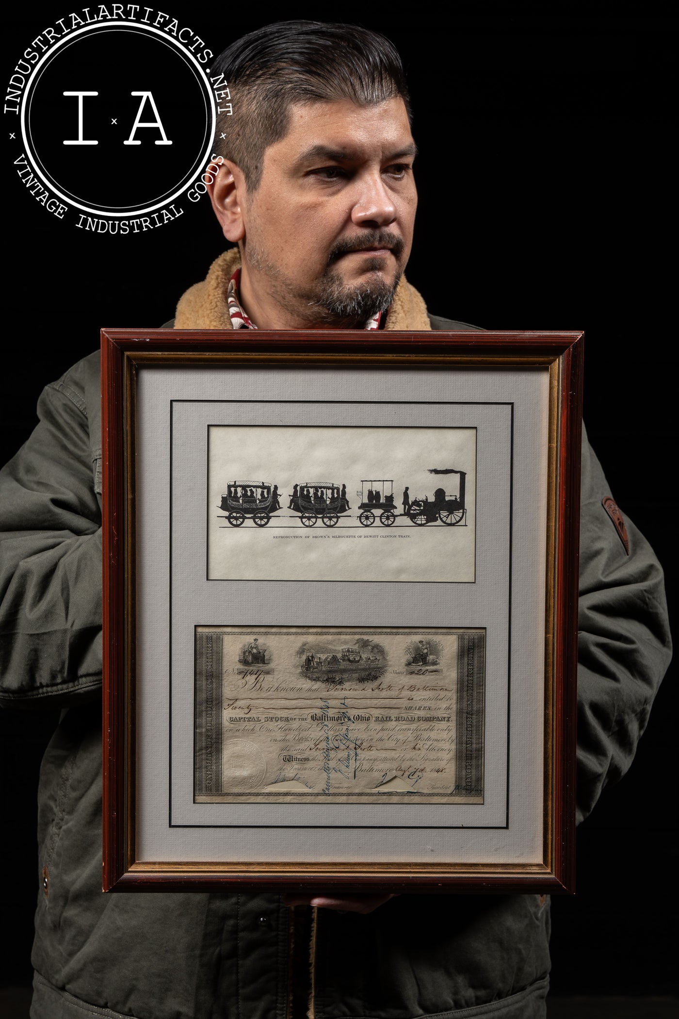 Framed Capital Stock of the Baltimore Ohio Railroad Company