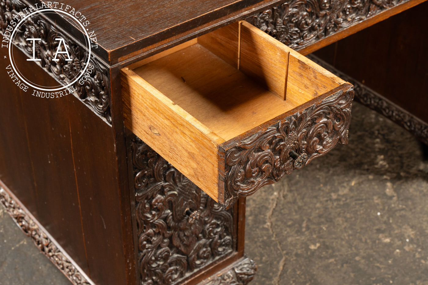 Antique Southeast Asian Carved Rosewood Desk
