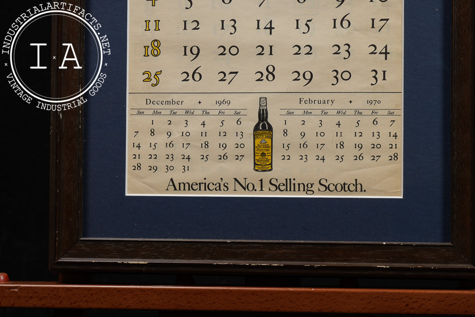 Vintage Framed Cutty Sark Scotch Advertising Calendar, 1970
