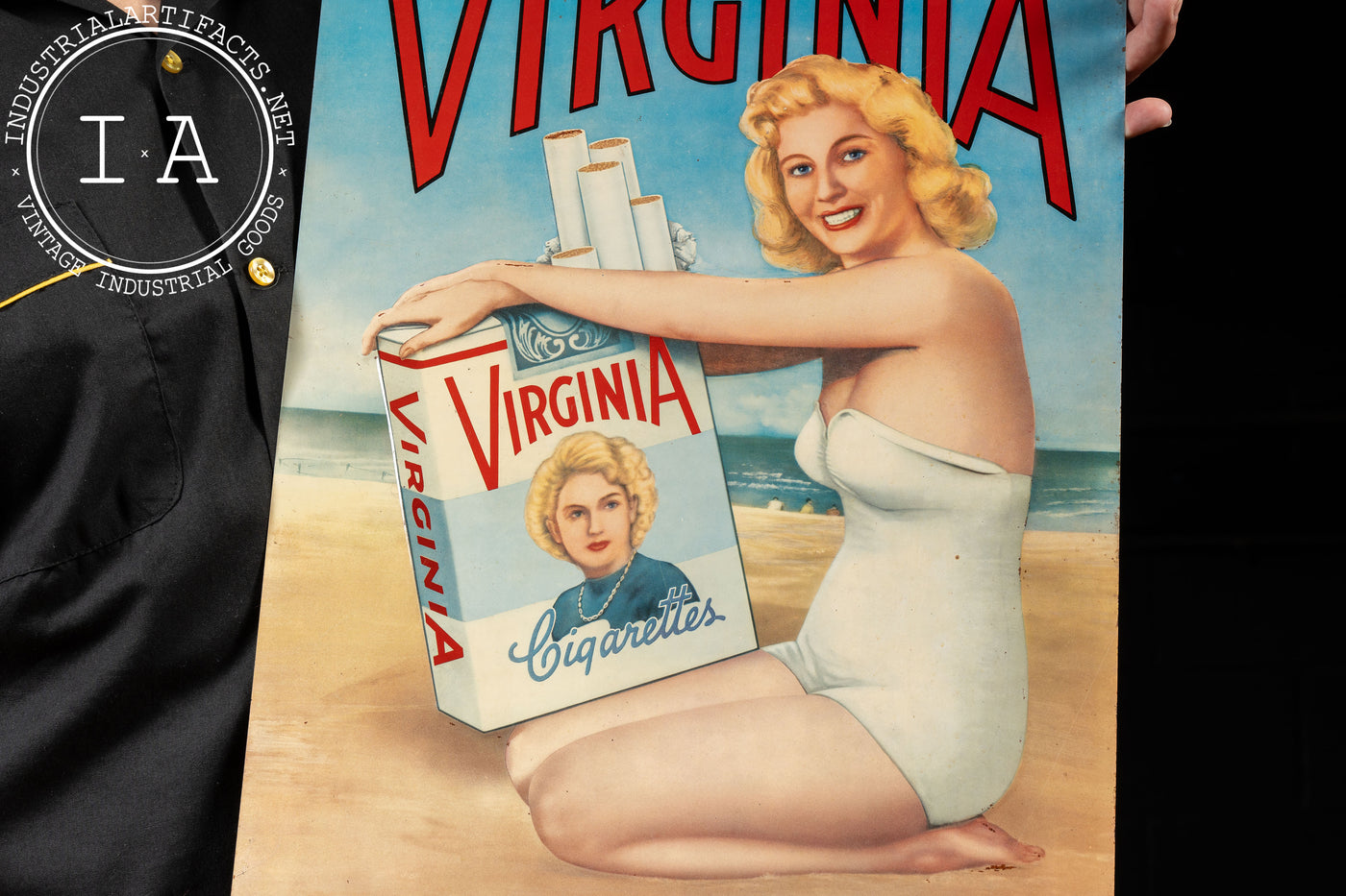 Vintage Virginia Cigarettes Tin Litho Sign