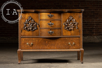 Early 20th Century Quartersawn Wooden Serving Cabinet