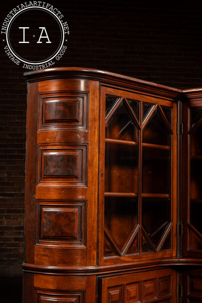 c. 1850 English Mahogany Renaissance Revival Corner Library Cabinet