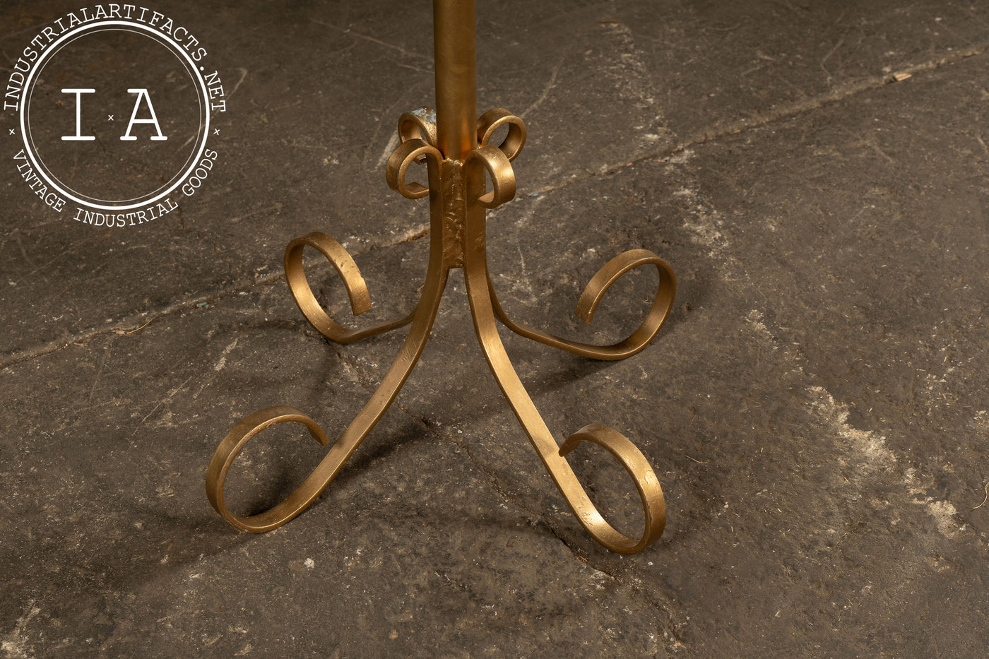 Vintage Gold-Painted Adjustable Floor Candelabra