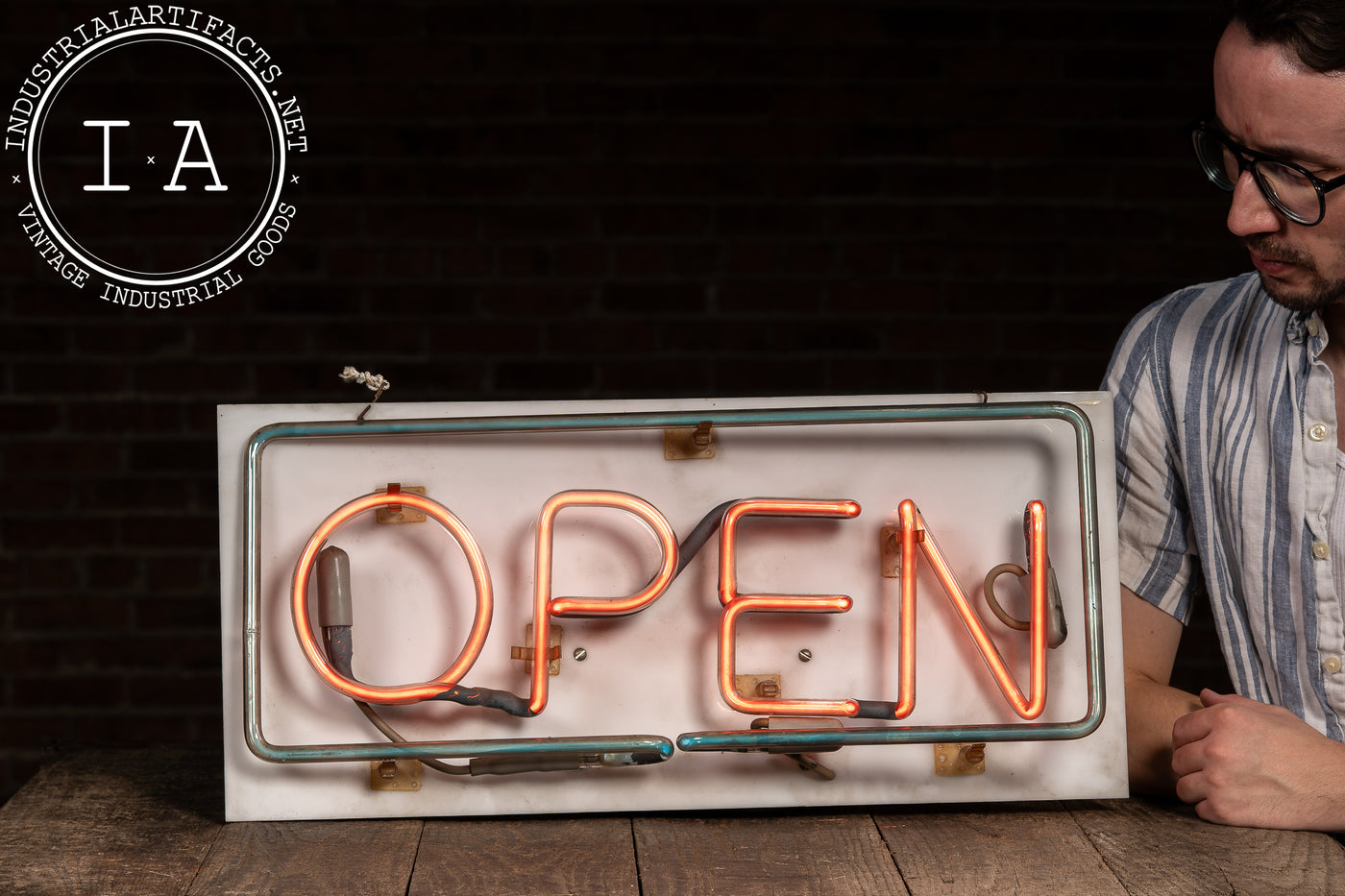 Vintage Red-Blue Neon "Open" Retail Sign