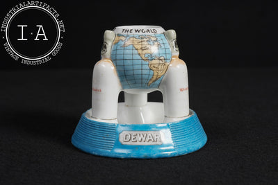Dewar’s White Label Figural Globe Ceramic Match Holder