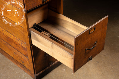 Antique Oak Filing Cabinet with Brass Hardware