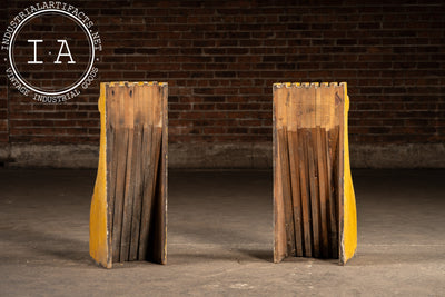 Set Of Two c. 1910 Craftsman Wooden Corbels In Mustard Yellow