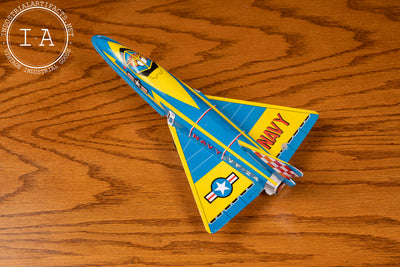 Vintage Japanese Tin Litho US Navy Jet Plane Toy