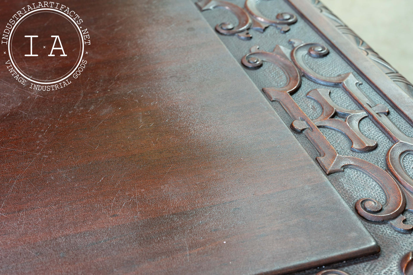 Early 20th Century Carved Mahogany Library Table