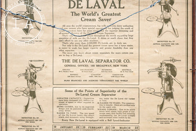 Framed Antique Double-Sided De Laval Cream Separators Advertising Print