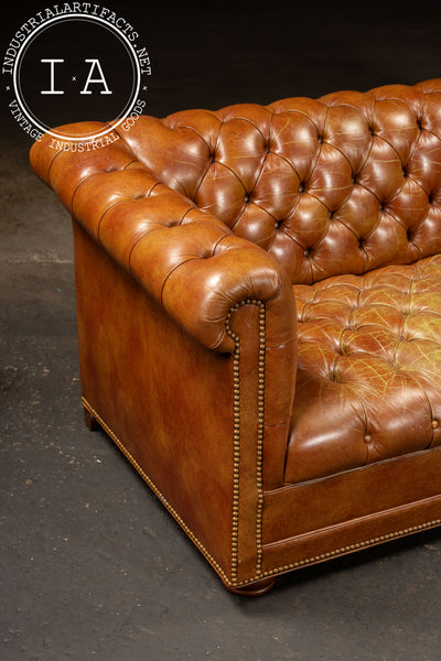 Tufted Leather Chesterfield Sofa in Brown