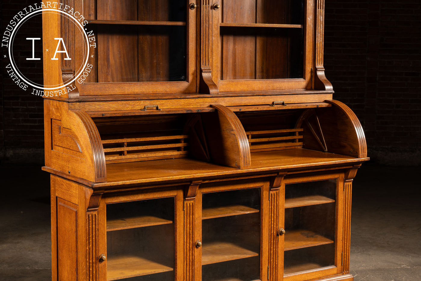 Antique Oak Jewelry Store Display Cabinet