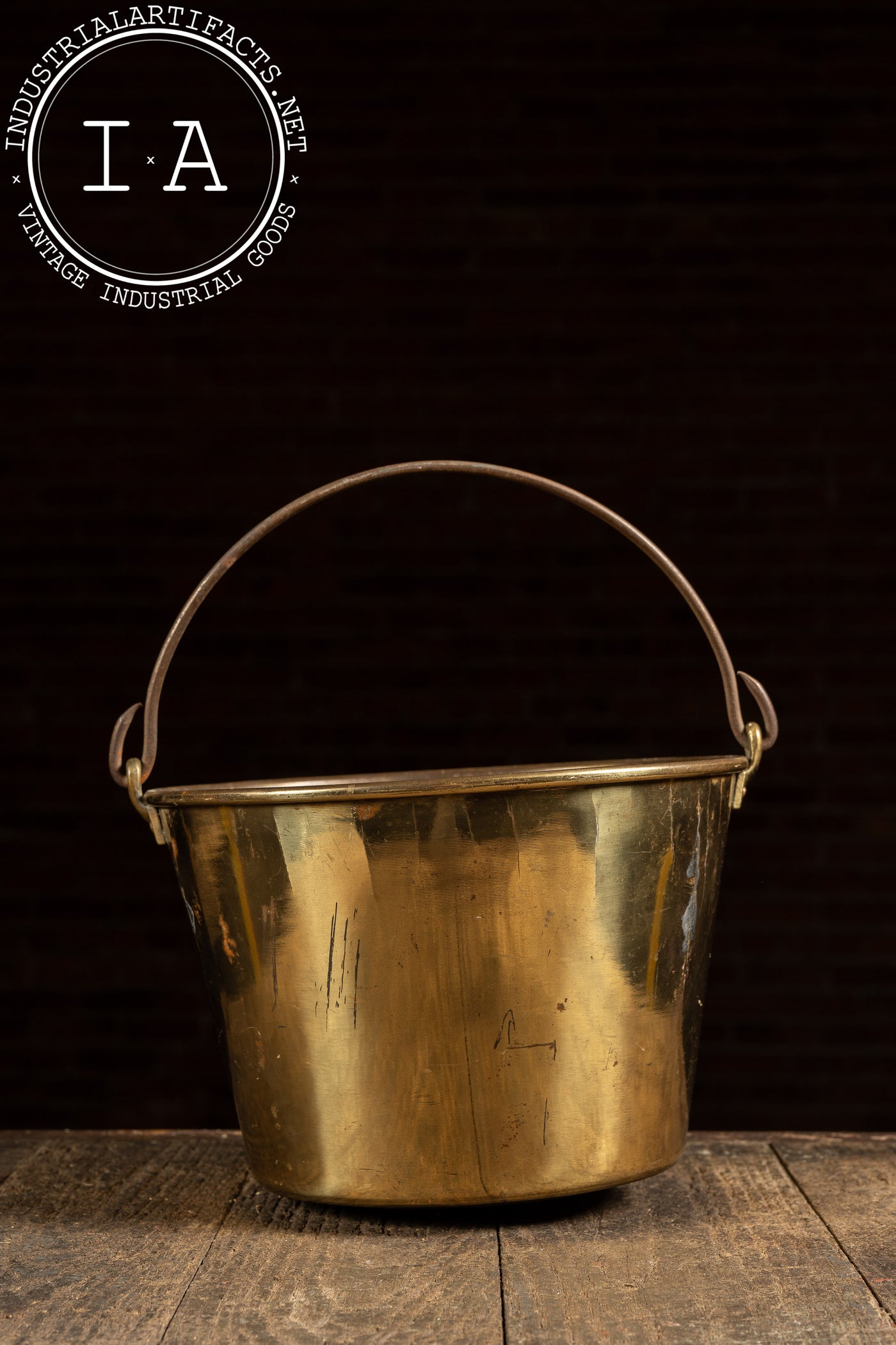 1866 Patent Brass Water Pail with Iron Bail Handle by Hayden's