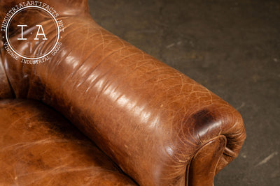 Full Grain Leather Churchill Chair with Ottoman by King Hickory in Brown