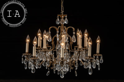 Antique Brass and Crystal Chandelier