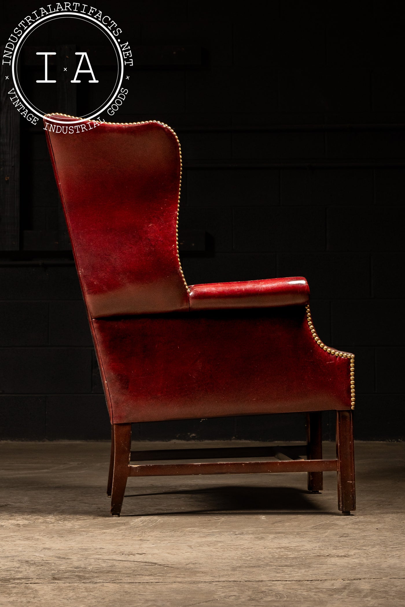 Vintage Tufted Leather Chesterfield Armchair in Red